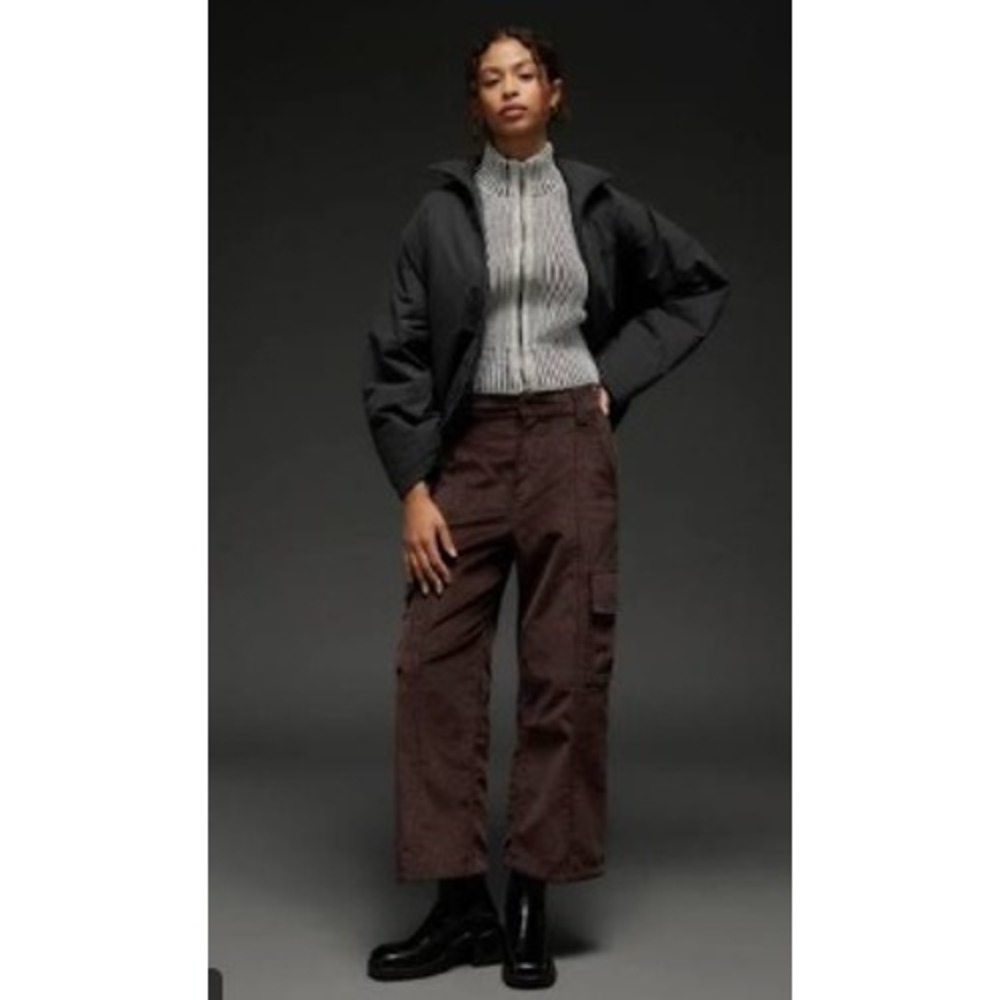 The North Face Utility Cord Pant Coal Brown Corduroy Cargo Womens 12 NF0A85YZ